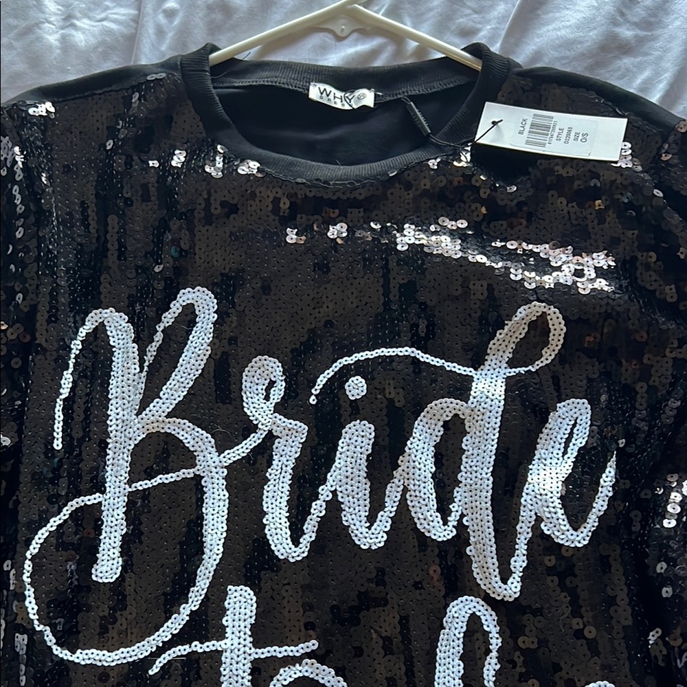 Black Sequin 'Bride to Be' Top